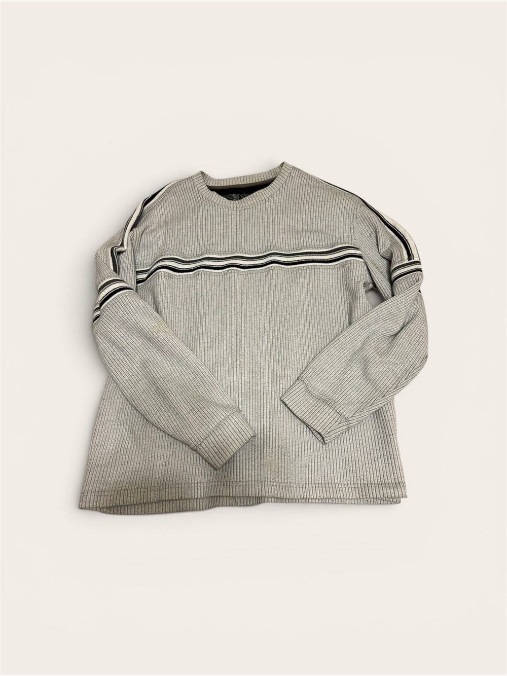 Bundle & Save -Size L -Men's Crew Ribbed Stripe Sweater - Gray